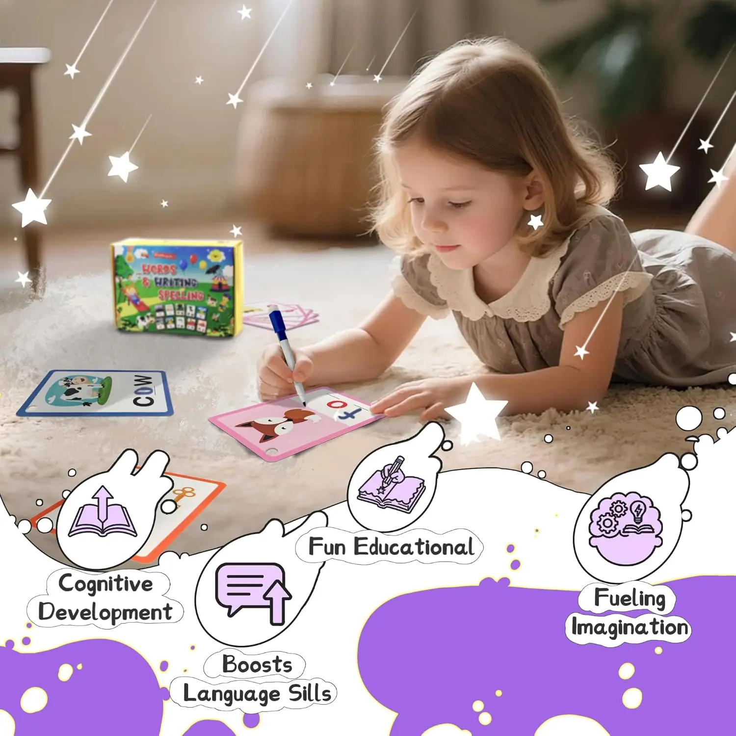 100 Pcs Writing & Spelling CVC Flash Cards for Kids, Thick Reusable CVC Flash Cards, Preschool Reading Card & Spelling Word Card