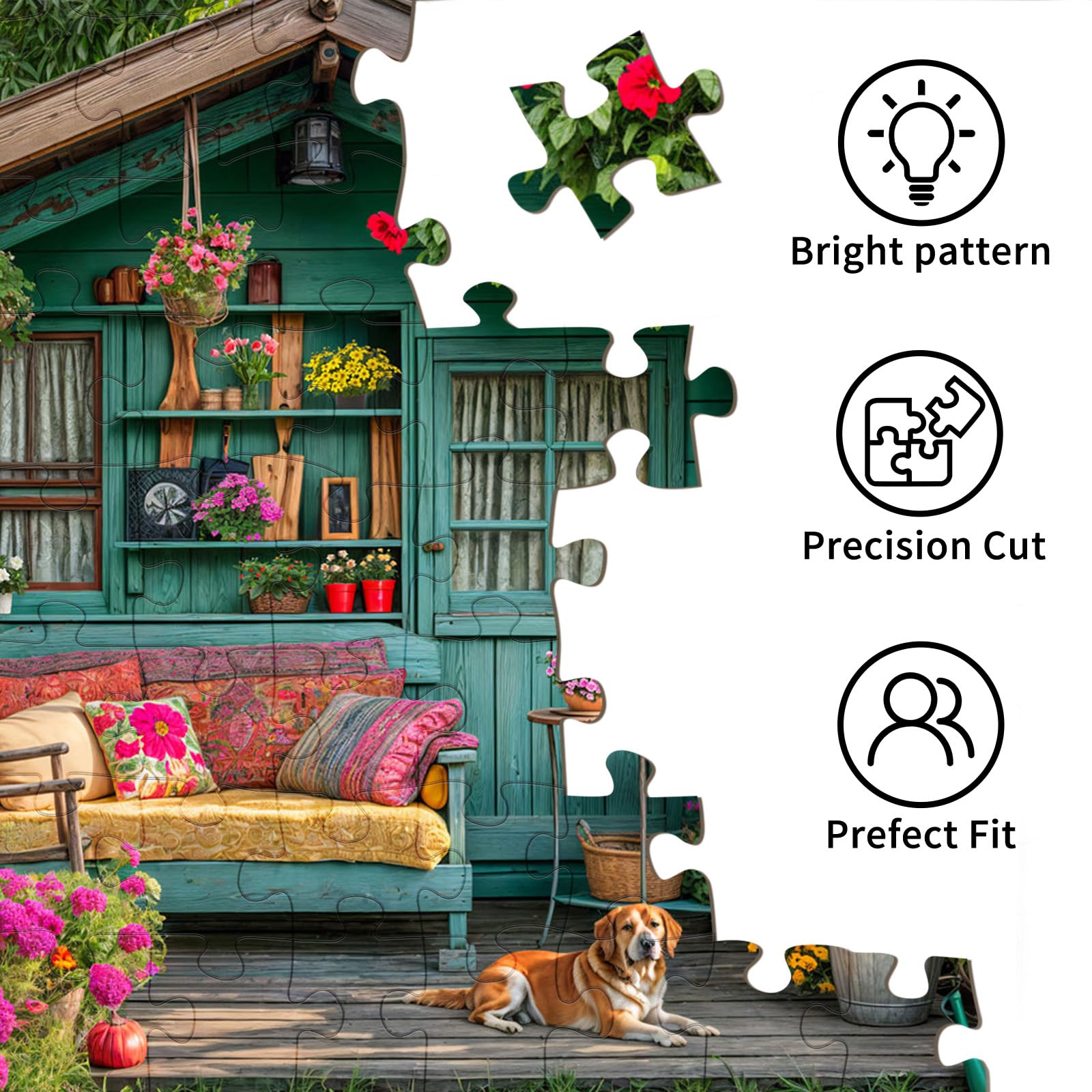 1000pc Flower House Jigsaw: Adult/Family, Perfect Interlock & No Dust, Home Decor, Gift for Parents
