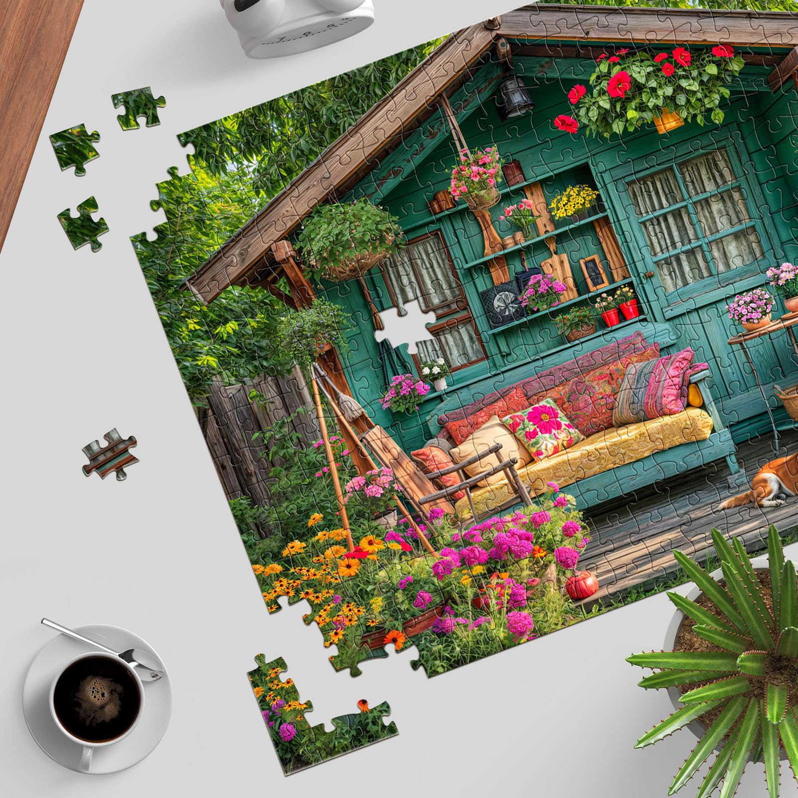 1000pc Flower House Jigsaw: Adult/Family, Perfect Interlock & No Dust, Home Decor, Gift for Parents