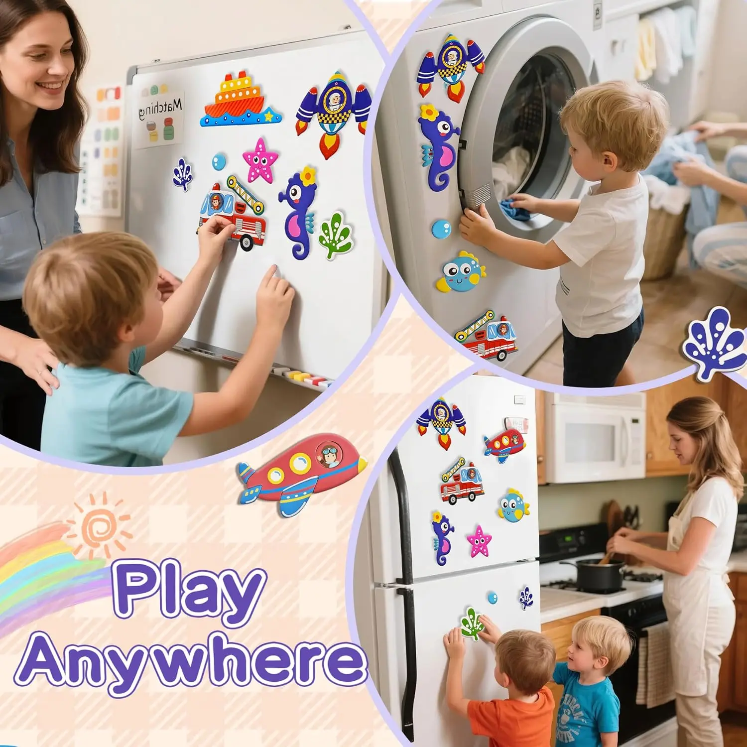 16 Self Magnetic Matching Puzzle for Toddler with Metal Board & Portable Box, Correcting Matching Puzzle for Toddler