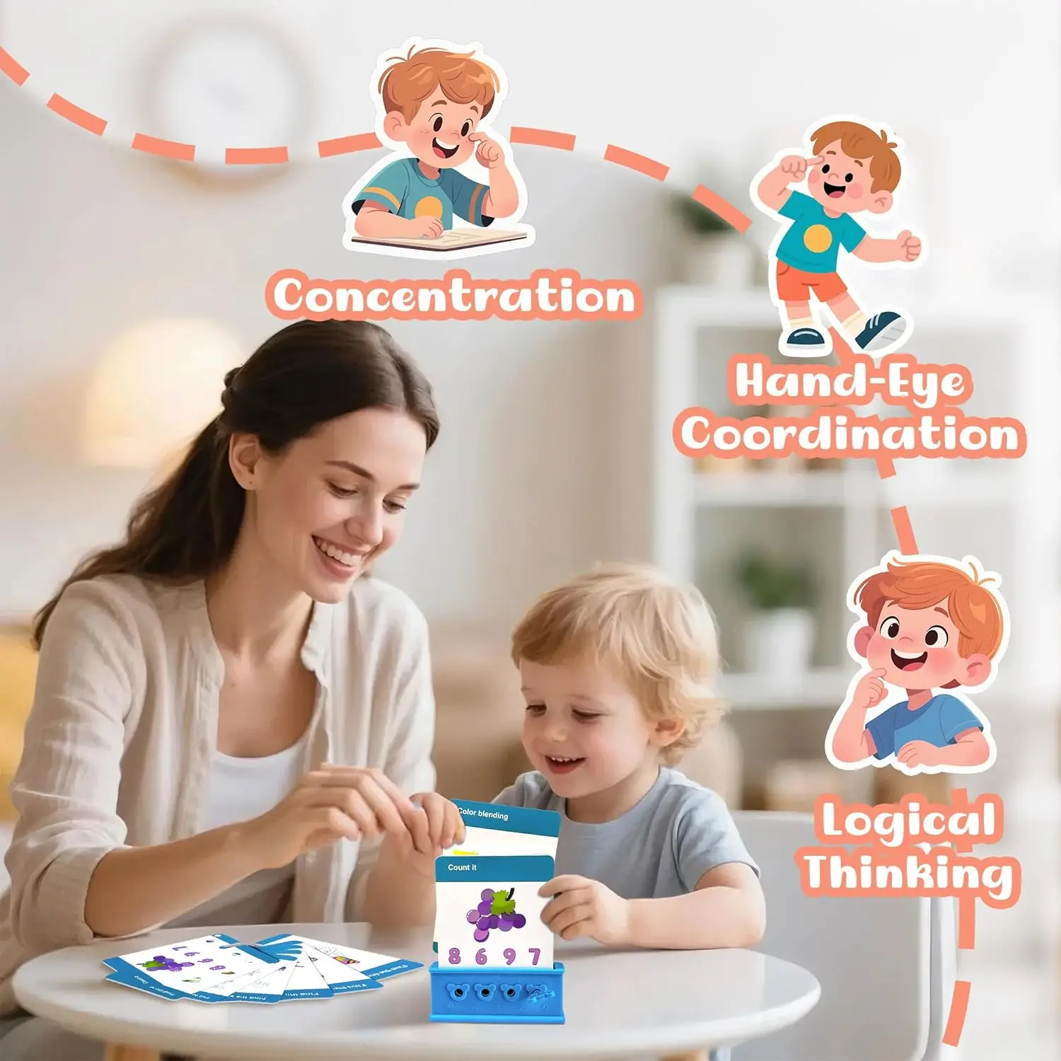 192 Activities 3 Levels 1 Logic Flashcard Puzzles Kindergarten Paper Flash Cards for Kids Ages 4-8 Brain Teasers