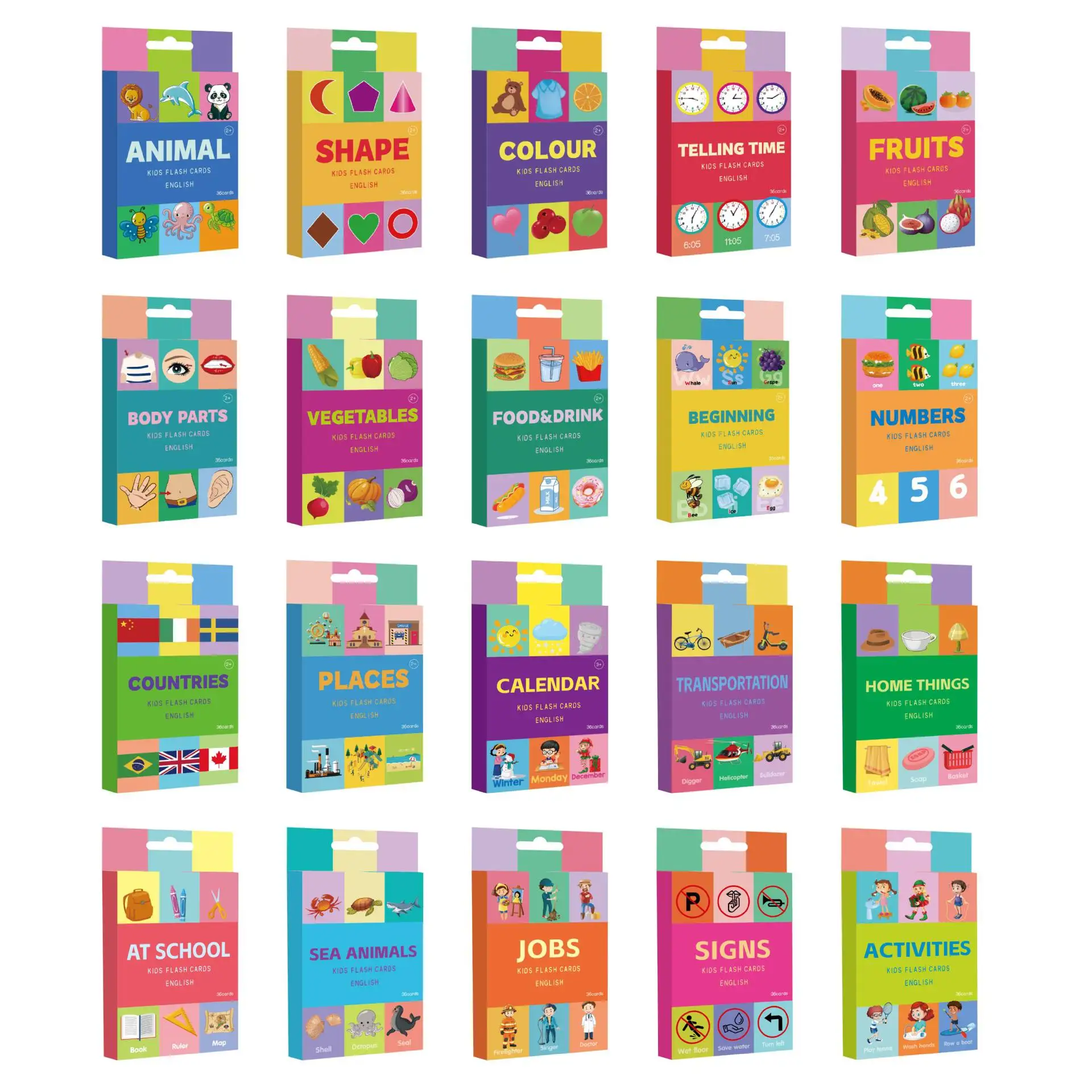 Custom Print Durable Flash Card Lamination 36 Fruit Vegetable Flash Cards Gift Set for Children