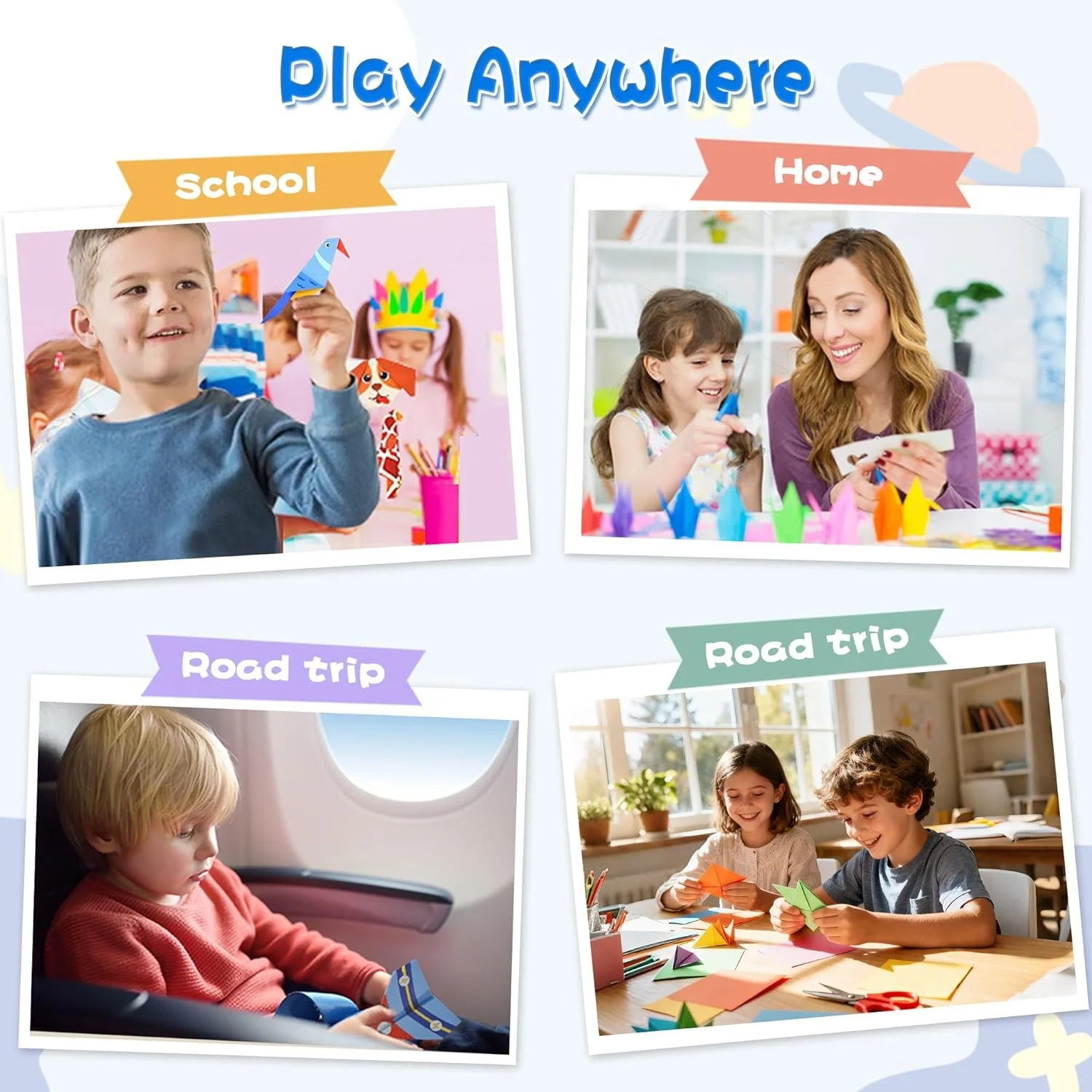40 Projects Colorful Pattern 6×6 Origami Paper Kit  for Kids with Guiding Manual, Square Papers, Origami Paper Folding