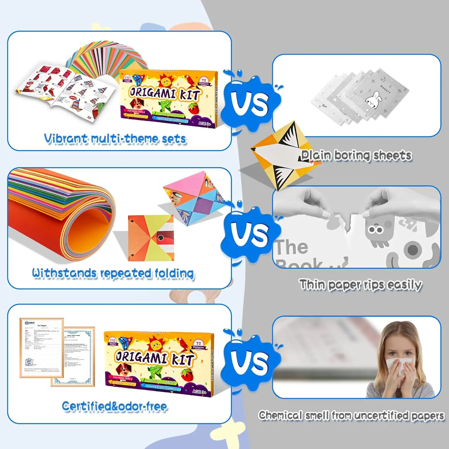 40 Projects Colorful Pattern 6×6 Origami Paper Kit  for Kids with Guiding Manual, Square Papers, Origami Paper Folding