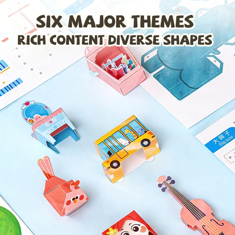 3D Paper Model Kits for Kid, DIY Origami Kit for Kids Ages 8-12, 6 Themed Sets with 8 Pre-Cut & Easy-to-Assemble Models Each