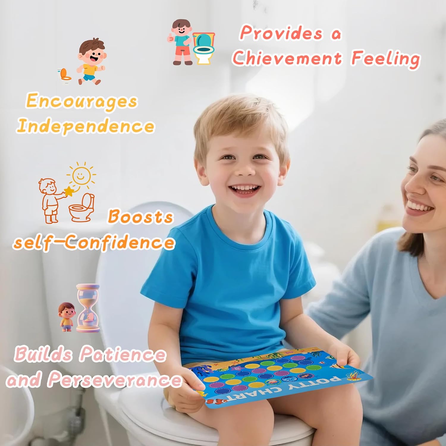 4 Themes Potty Training Chart with Waterproof Stickers, Potty Training Charts for Toddler Boys & Girls, Reward Chart for Kids