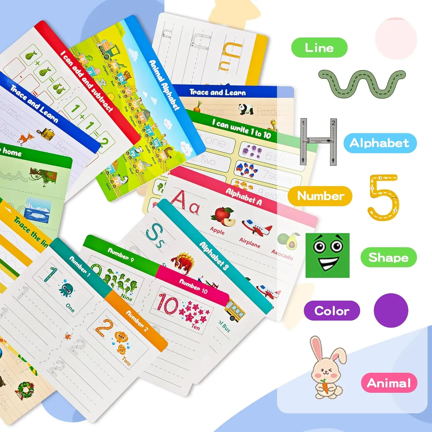 40 Activities Reusable Tracing Books for Kids with 8 Erasable Marker & 140 Stickers,Reusable Handwriting Practice for Kids