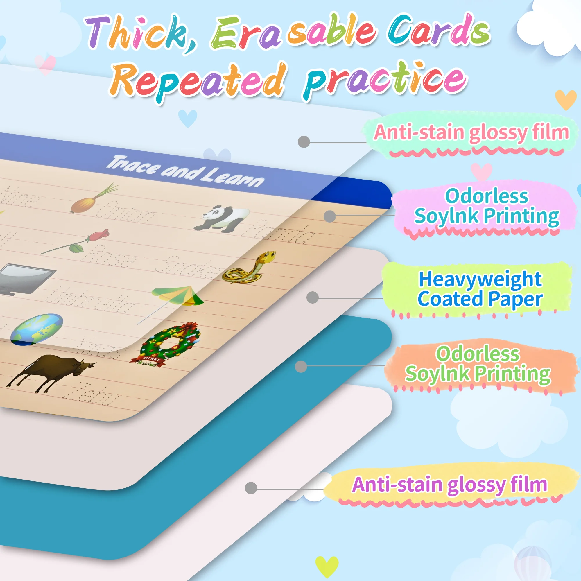 40 Activities Reusable Tracing Books for Kids with 8 Erasable Marker & 140 Stickers,Reusable Handwriting Practice for Kids