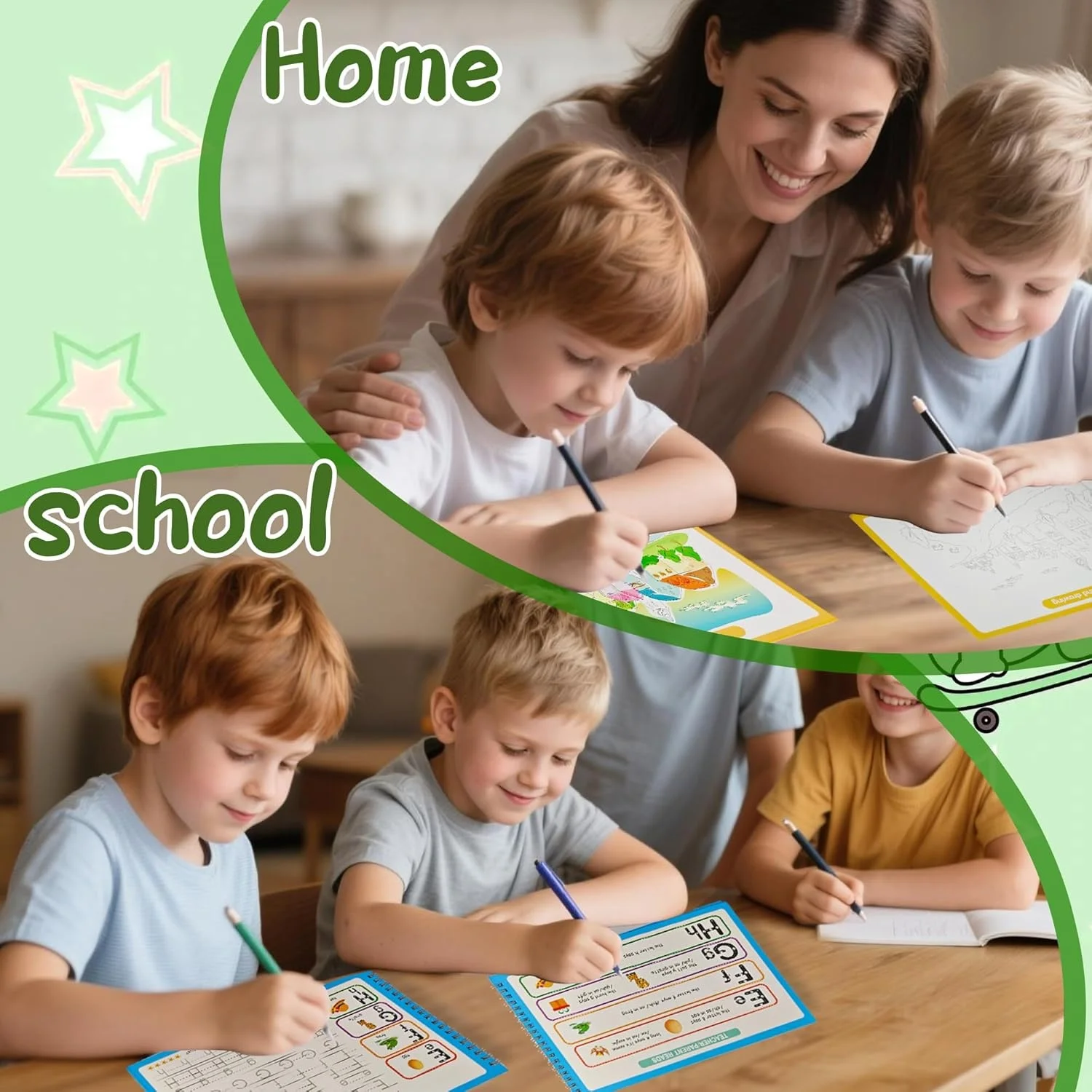 5 Packs in 1 Large Reusable Magic Grooved Writing Practice for Kids with 2 Pen & 10 Refills, Disappearing Ink Handwriting Book