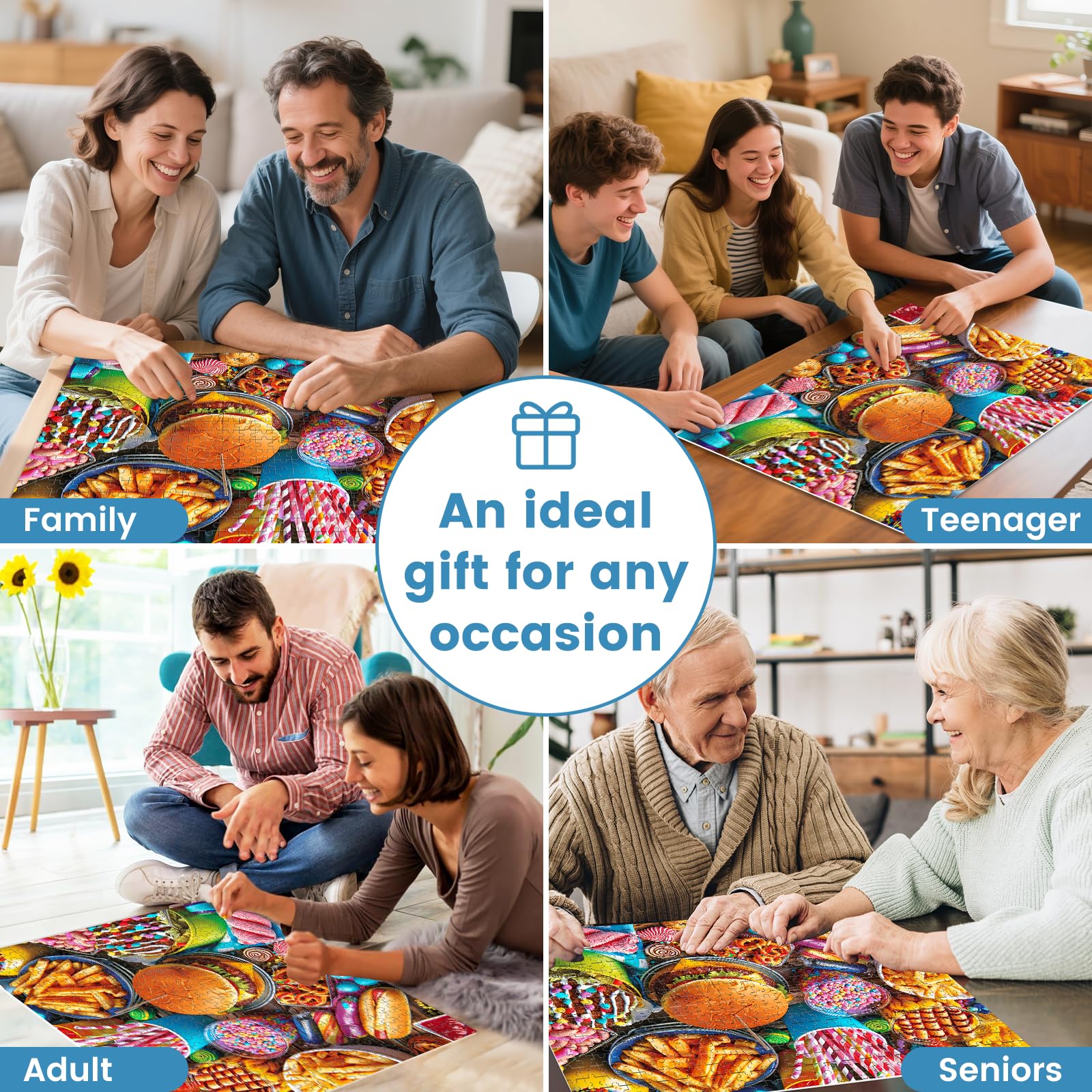 500 Piece Puzzle for Adults, Hamburger Jigsaw Puzzles, Birthday for Family Adult, Funny Puzzle for Adults
