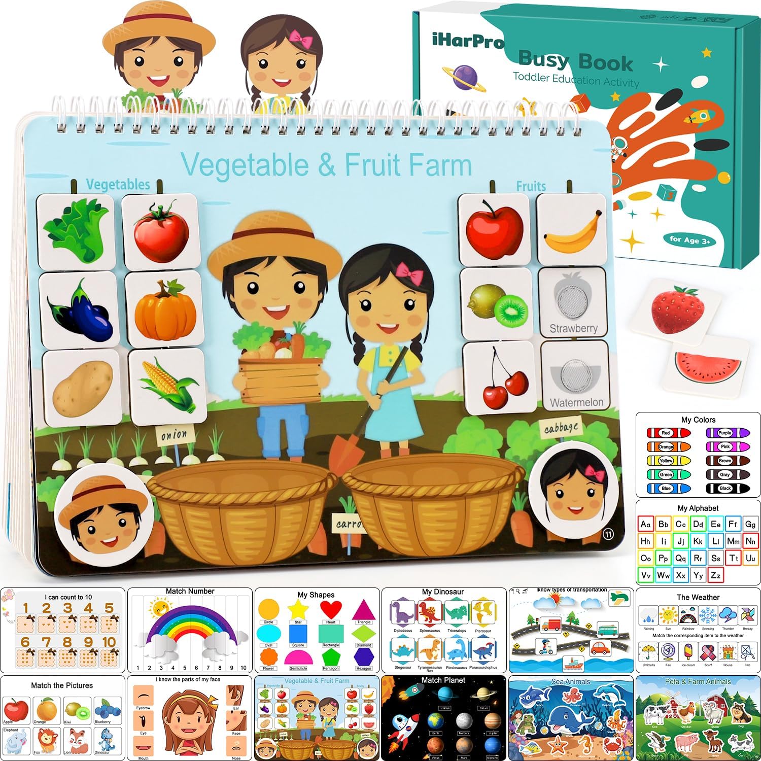 Busy Book for Toddlers, Montessori Toys for 3 4 5 6 Years Old, Autism Sensory Educational Toys
