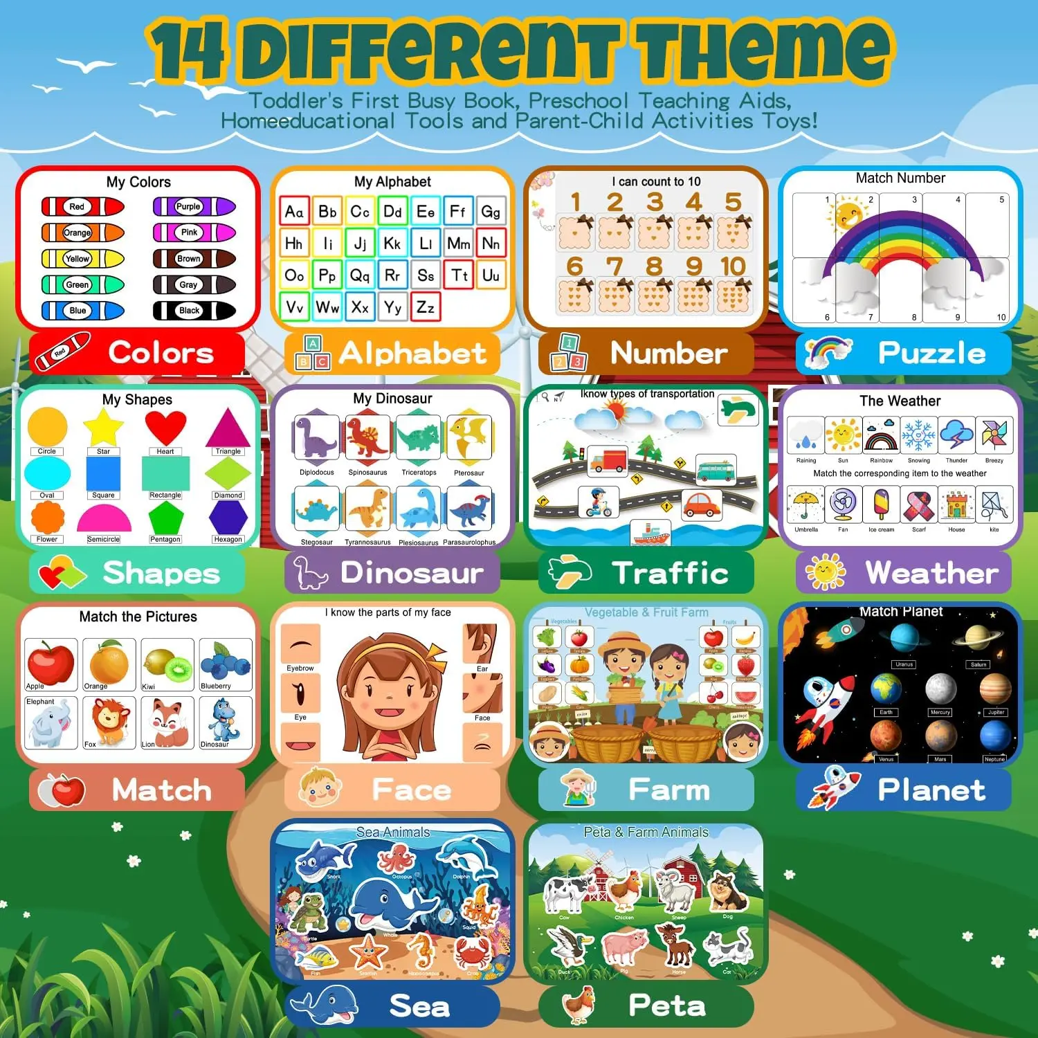 Busy Book for Toddlers, Montessori Toys for 3 4 5 6 Years Old, Autism Sensory Educational Toys