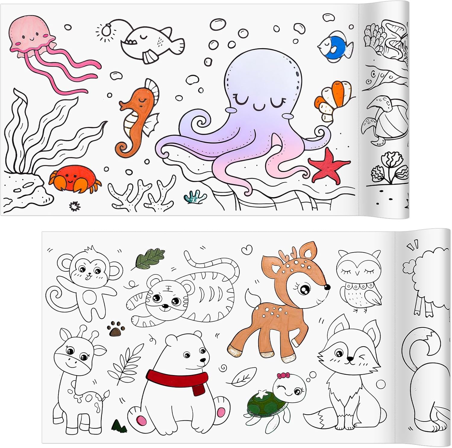 Coloring Paper Roll, 2 Pcs Drawing Roll Paper, Sticky Rolls for Art, DIY Painting Drawing Coloring Rolls for Young Artists Gifts