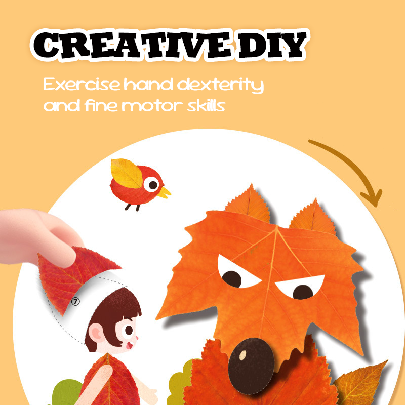 Custom Children’s DIY Handmade Paper Bag Creative Leaf Painting Paste Picture Album Educational Cross-border Toys for Children