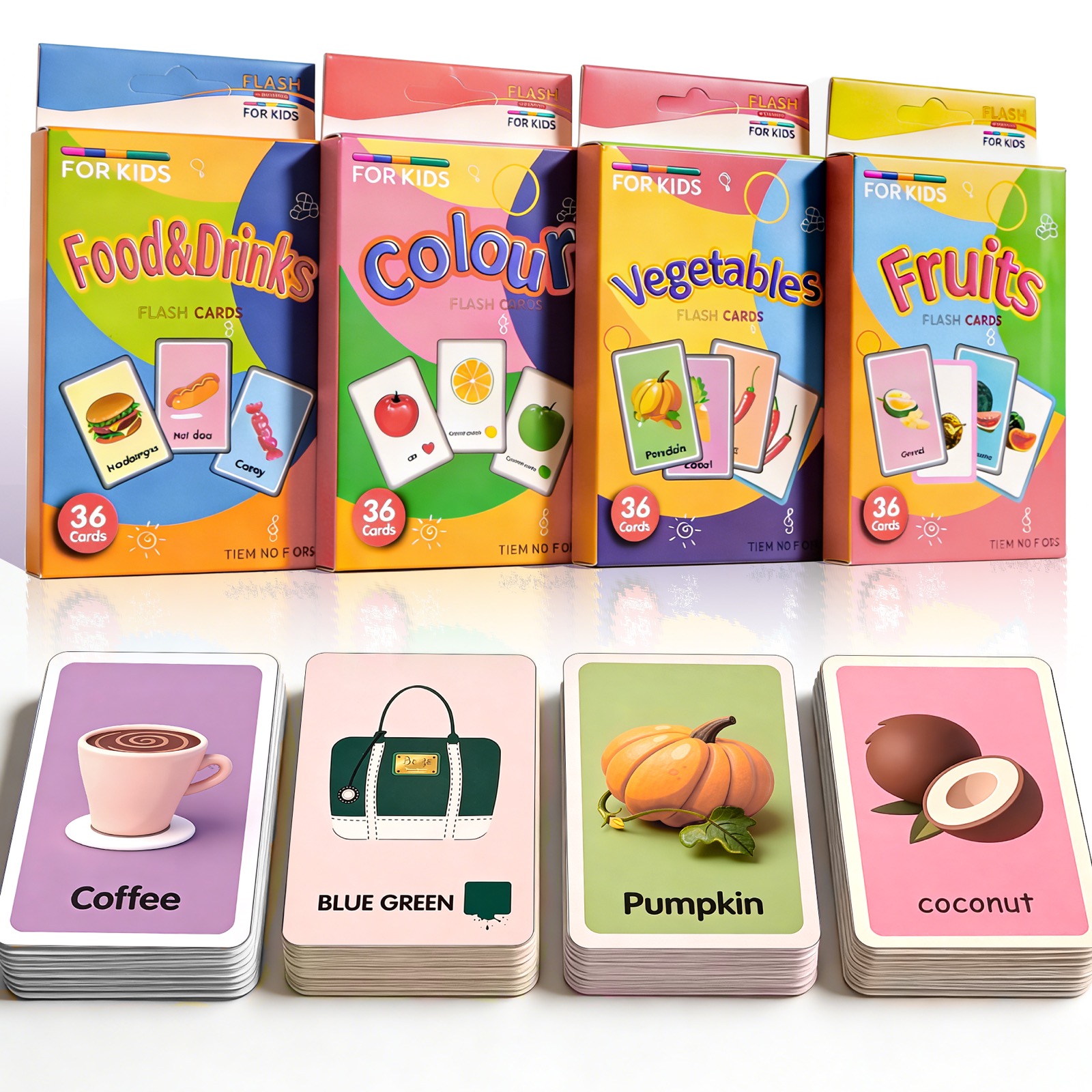 Custom Print Durable Flash Card Lamination 36 Fruit Vegetable Flash Cards Gift Set for Children