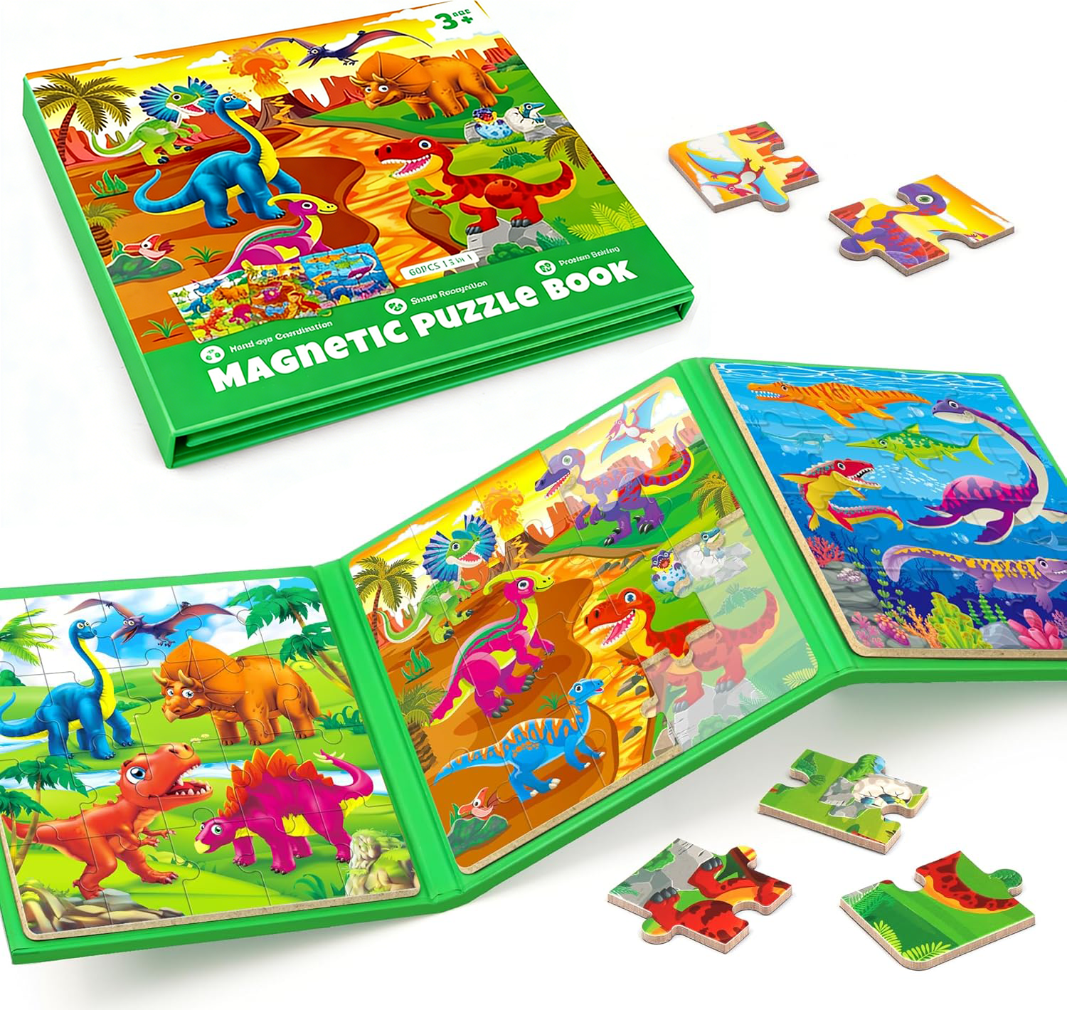 Dinosaur Magnetic Puzzles for Toddlers , 20 Pieces Travel Puzzles for Kids , Easter Basket Stuffers Gifts for Kids.
