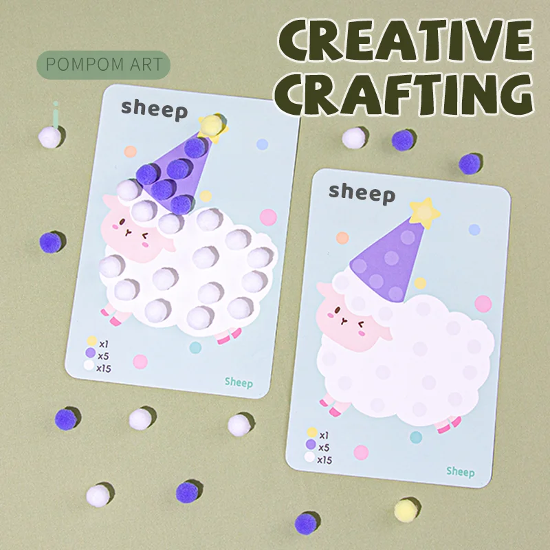 Educational Insights Animal-Themed Plush Pom Pom Kit-Arts Crafts for Kids Mess-Free Sensory Activity Ages 5+ DIY Creativity Gift