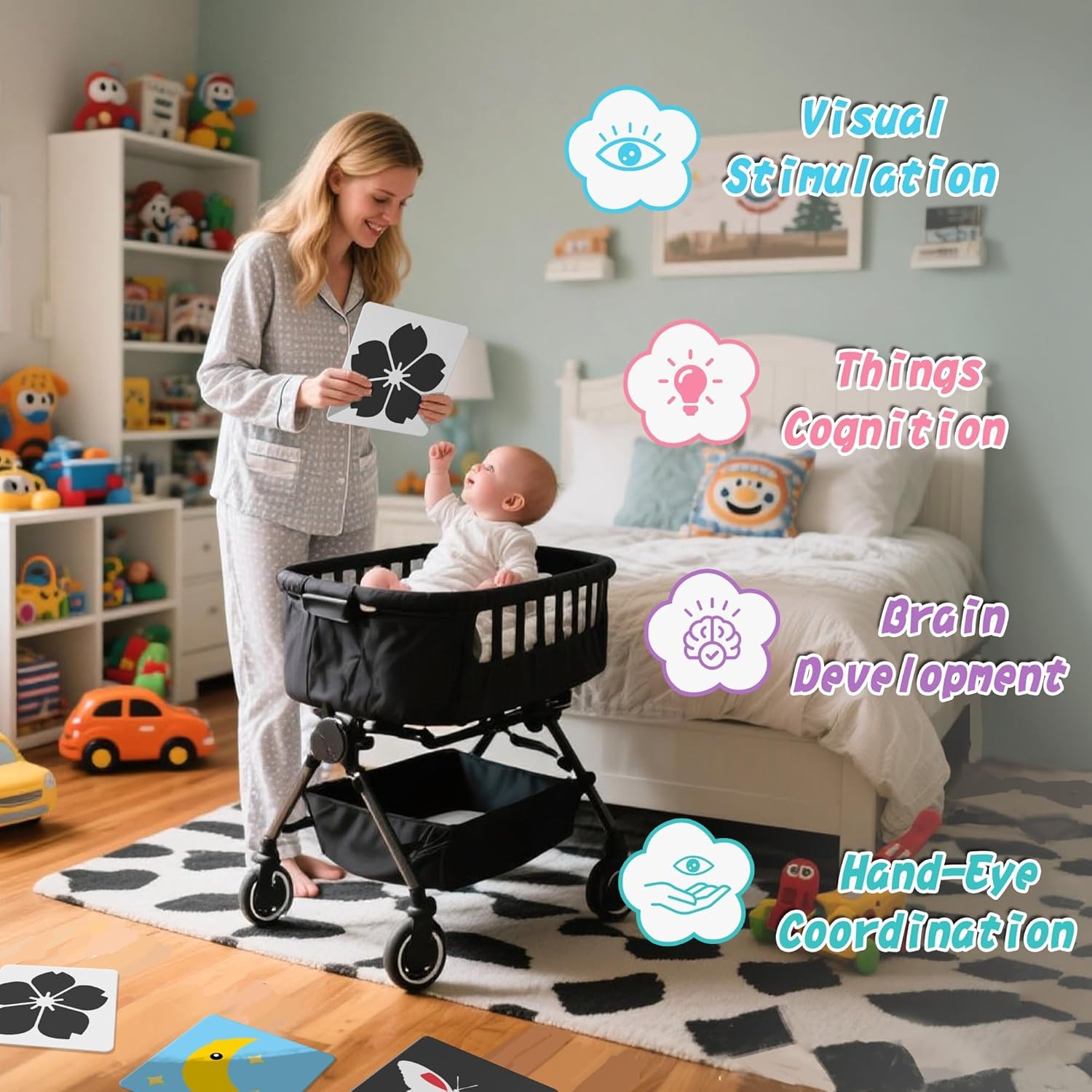 High Contrast Baby Cards & Toys for Newborns 0-6 Months Black and White Cards Box Packaging