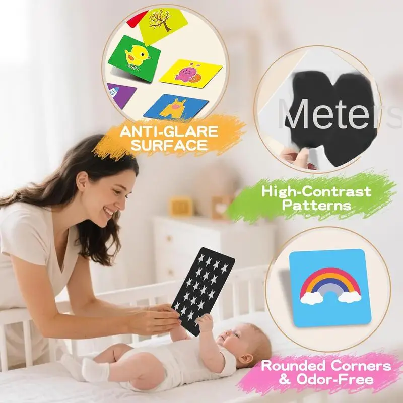 Flamax High Contrast Baby Cards & Toys for Newborns 0-6 Months Black and White Cards Box Packaging