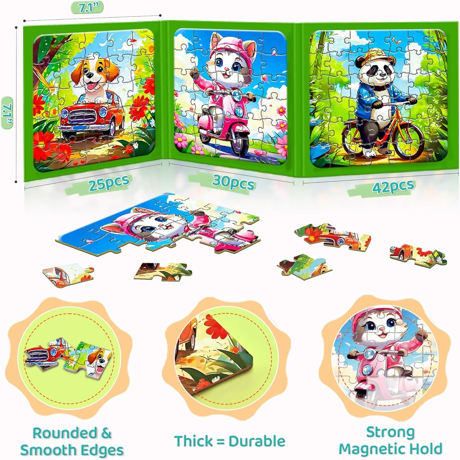 Jigsaw Magnetic Puzzles for Toddlers 3-5, Different Difficulty Levels Magnet Puzzle Books, Magnet Puzzle for Kids Ages 4-6