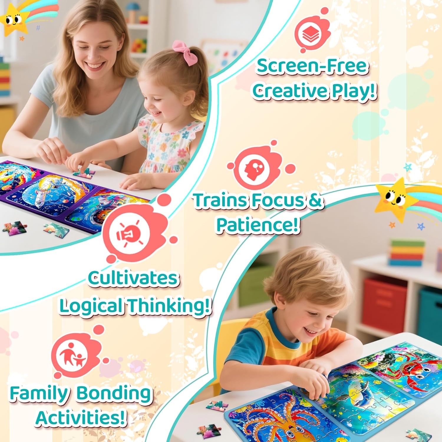 Jigsaw Magnetic Puzzles for Toddlers 3-5, Different Difficulty Levels Magnet Puzzle Books, Magnet Puzzle for Kids Ages 4-6
