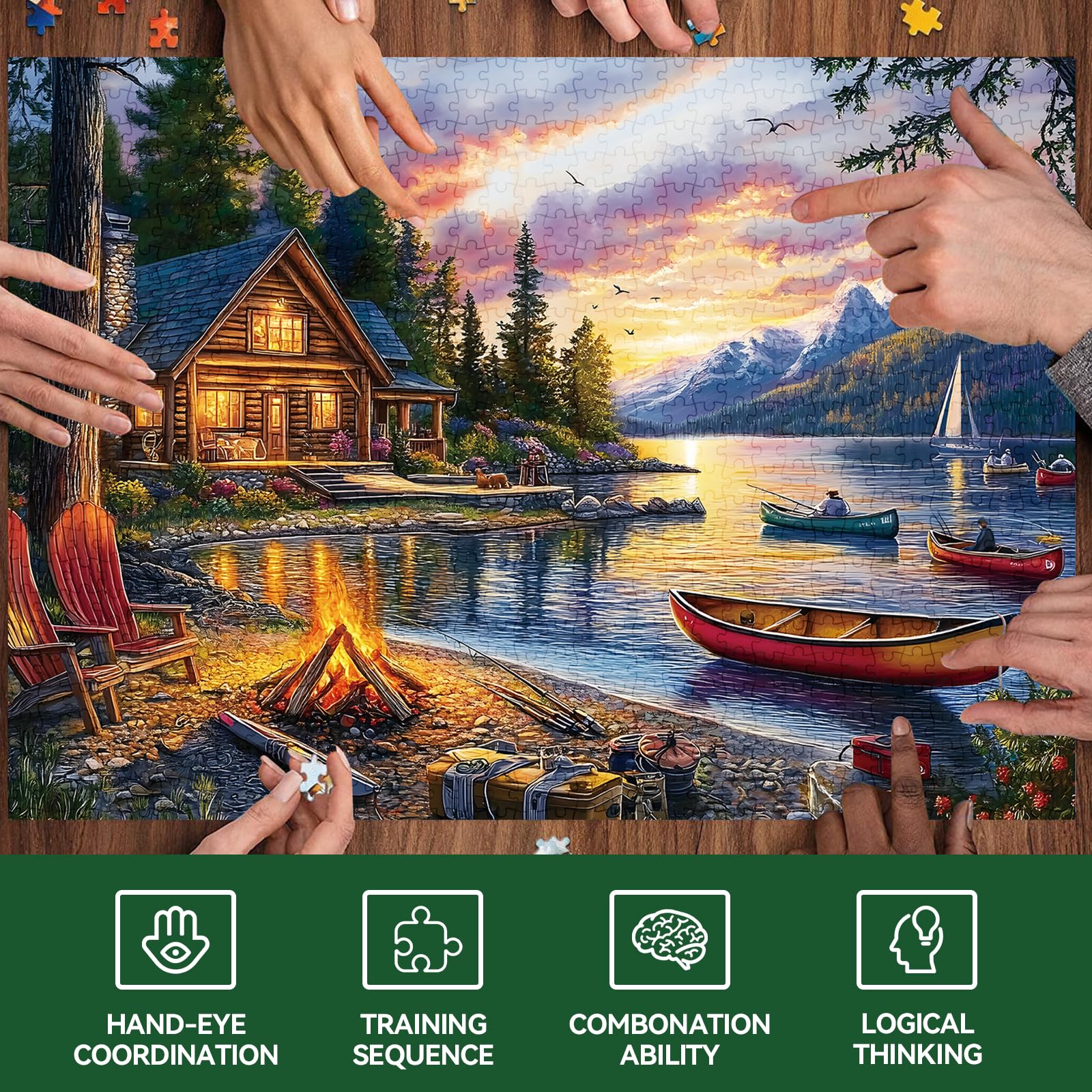 Jigsaw Puzzle for Adults 500 Pieces – 500 Piece Puzzle with Scenic Cabin, Interlocking Adult Puzzles, Home Decor Gift.