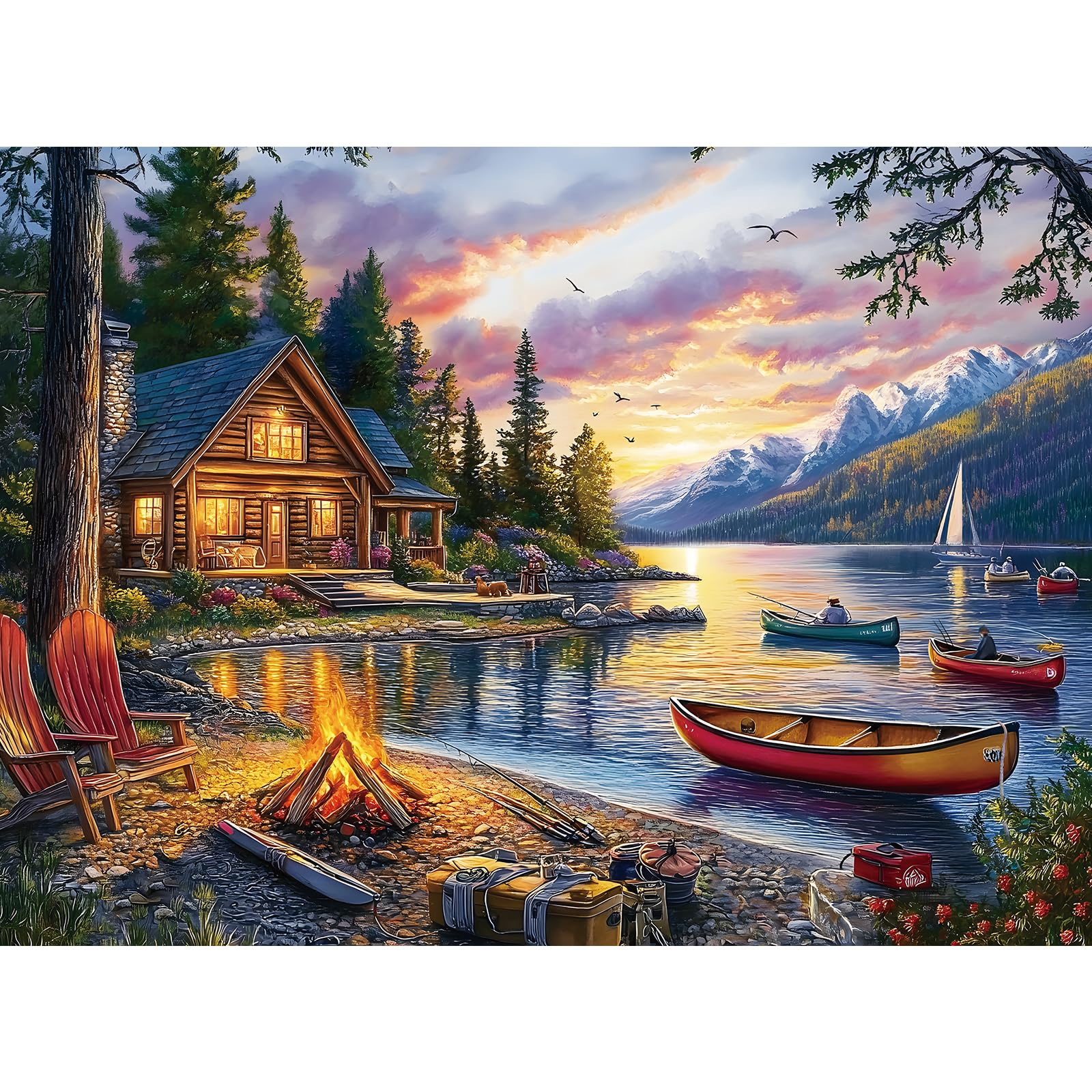 Jigsaw Puzzle for Adults 500 Pieces – 500 Piece Puzzle with Scenic Cabin, Interlocking Adult Puzzles, Home Decor Gift.