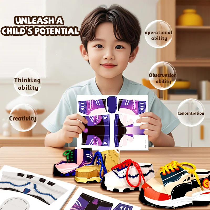 Kids Shoelace Practice Kit – Learn to Tie, Kids Shoelace Practice Kit for Toddlers 3-5, Montessori Toy, Fine Motor Skills Gift