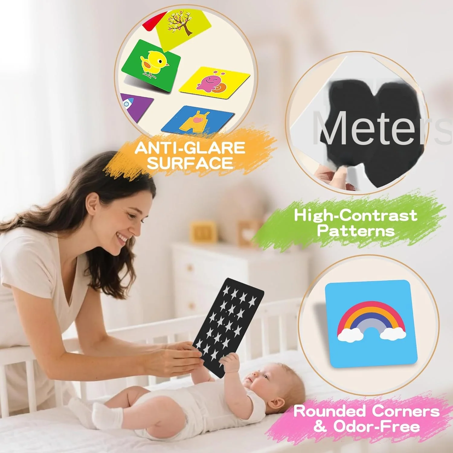 Large 8.3″x8.3″ 160 Pages High Contrast Baby Cards for Infants 0-36 Months, Visual Stimulation Black and White Card for Newborns