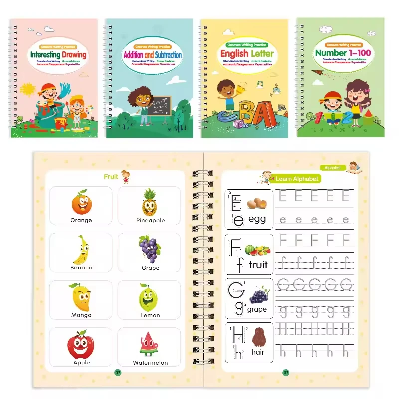 Magic Grooved Writing Practice Books,Reusable Magical Handwriting Practice for Kids Ages 3-8  ,Educational Gift Preschool