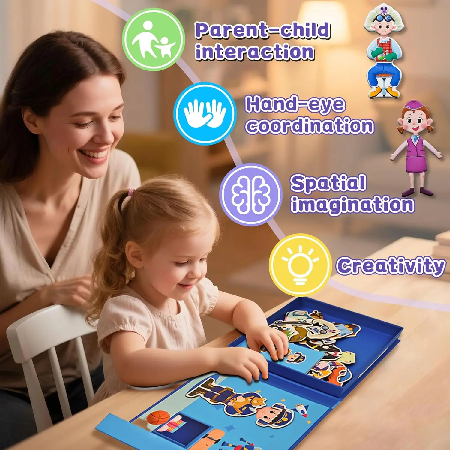 Magnetic Face Toy & Dress up Dolls for Kids, 160+ Pcs Magnet Puzzles Game, Girl, Boy, Faces, Occupation Magnet Dress-Up Doll Set