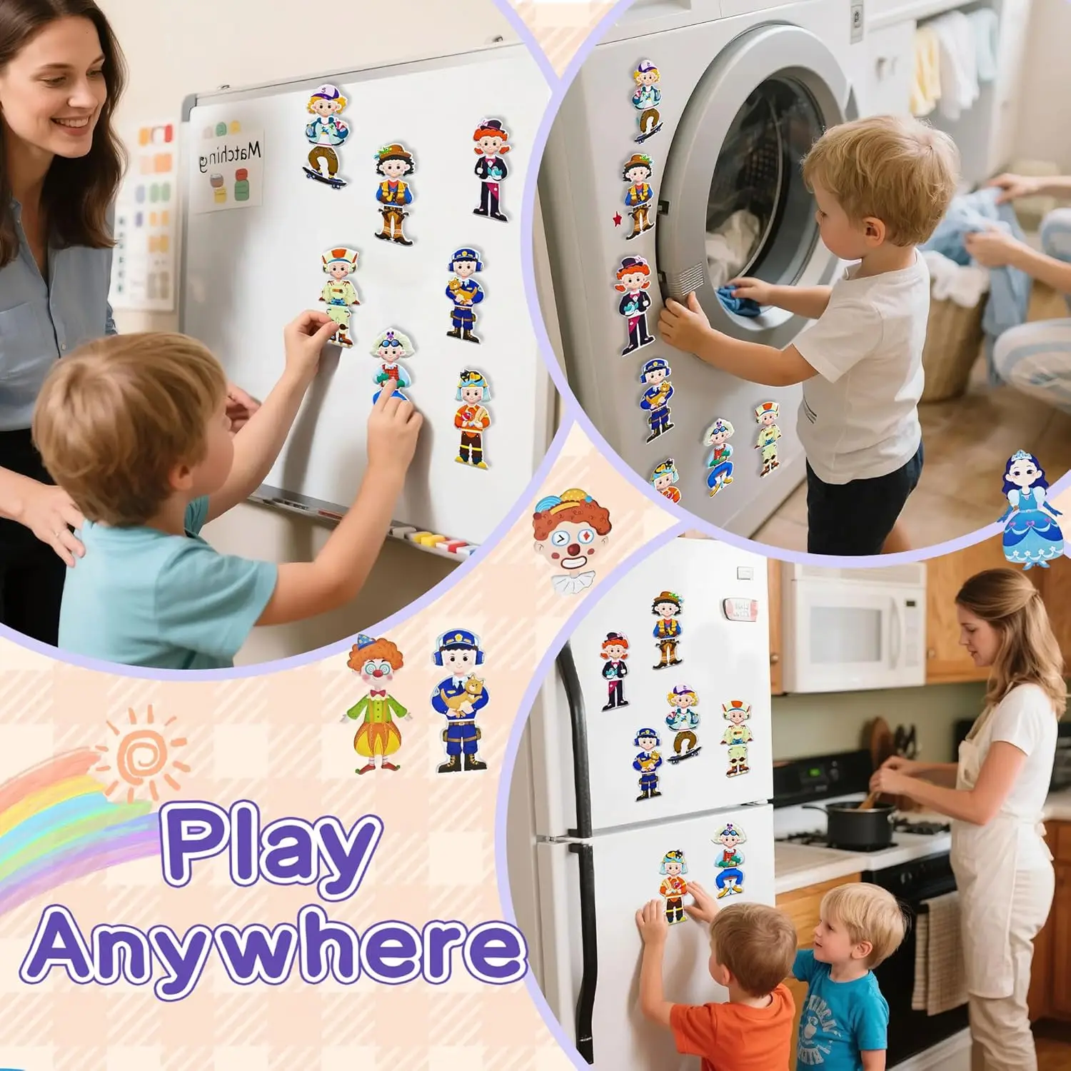 Magnetic Face Toy & Dress up Dolls for Kids, 160+ Pcs Magnet Puzzles Game, Girl, Boy, Faces, Occupation Magnet Dress-Up Doll Set