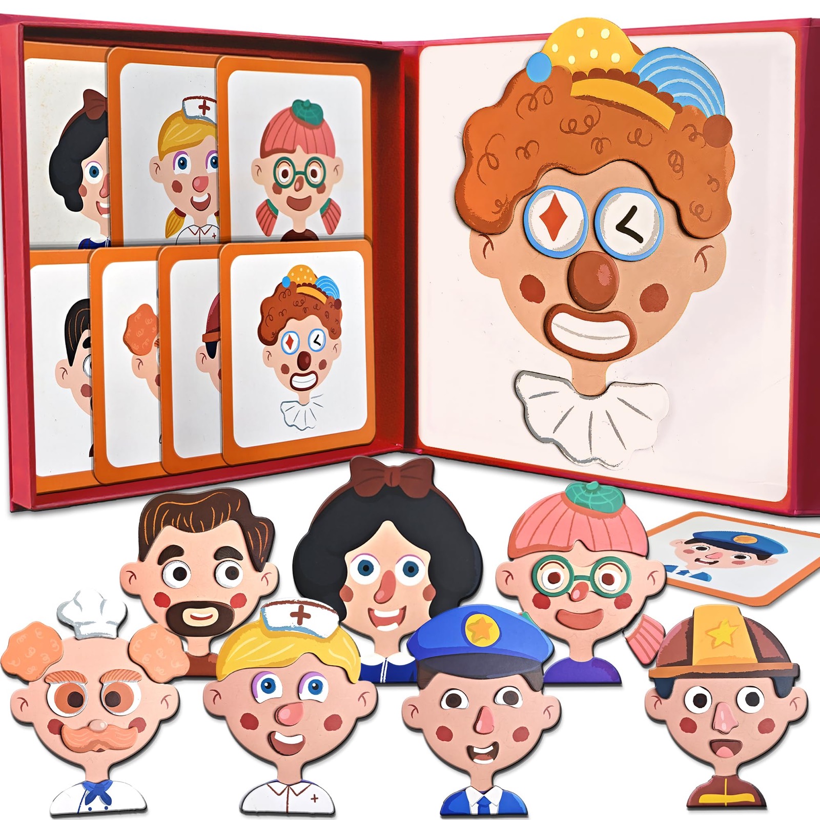 Magnetic Face Toy & Dress up Dolls for Kids, 160+ Pcs Magnet Puzzles Game, Girl, Boy, Faces, Occupation Magnet Dress-Up Doll Set