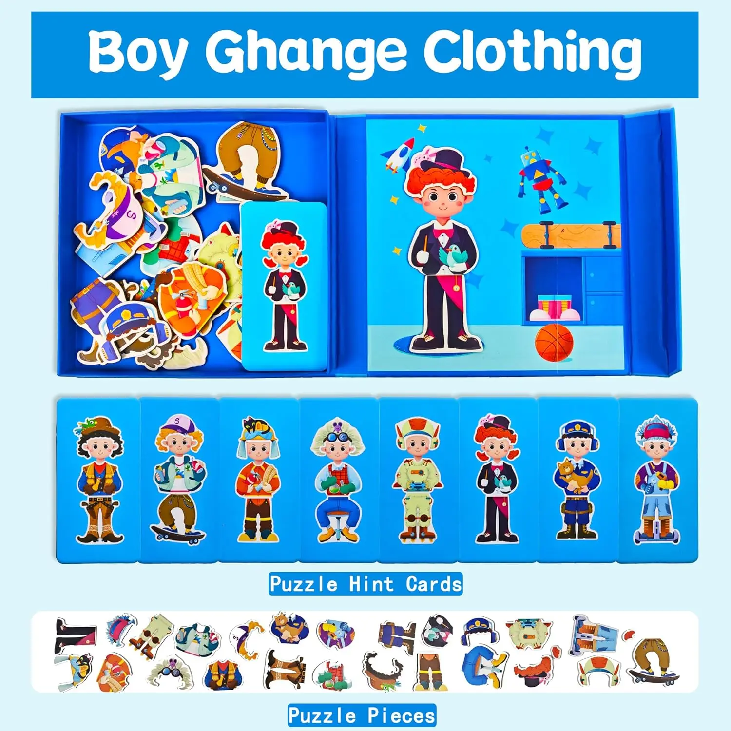 Magnetic Face Toy & Dress up Dolls for Kids, 160+ Pcs Magnet Puzzles Game, Girl, Boy, Faces, Occupation Magnet Dress-Up Doll Set