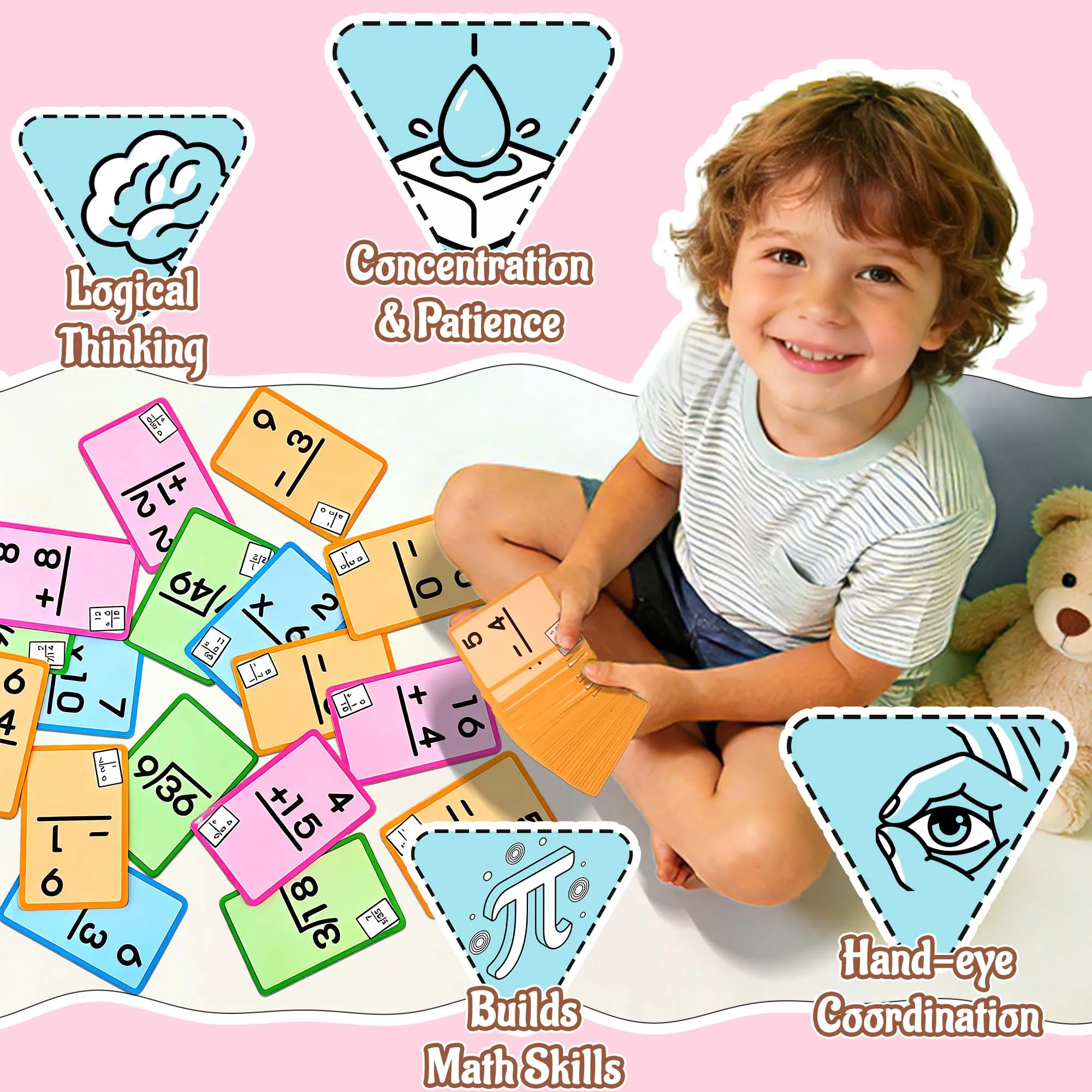 Math Flash Cards Multiplication and Division, Addition, Subtraction Kids Learning Flash Cards/Cognitive Cards Paper Flash Cards