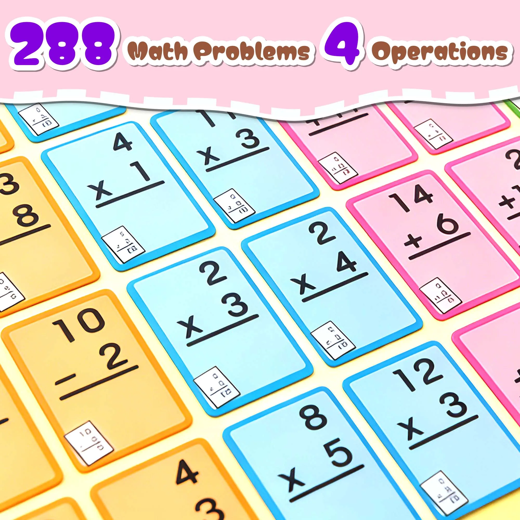 Math Flash Cards Multiplication and Division, Addition, Subtraction Kids Learning Flash Cards/Cognitive Cards Paper Flash Cards