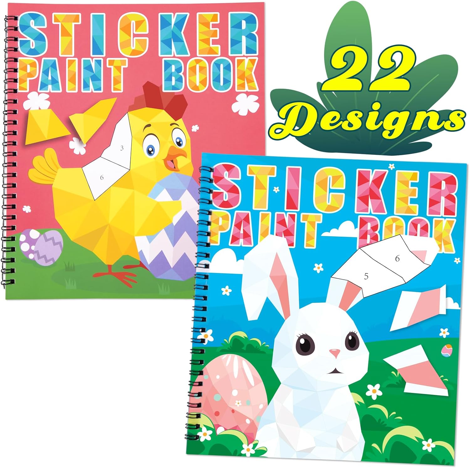 Multi-Theme Easter Crafts for Kids Ages 4-8 Sticker Books Basket Stuffer Gift Create 22 Pictures