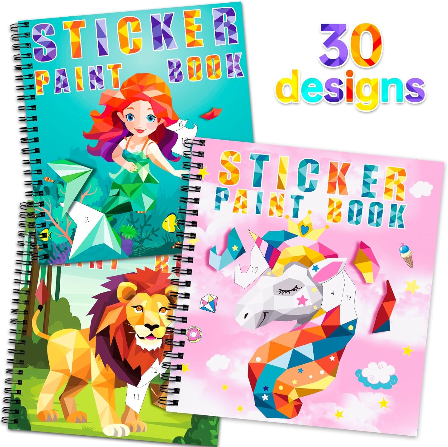 Multi-Theme, Sticker Paint Books for Kids, Sticker by Numbers, Party Birthday Gifts for Kids , Create 40 Pictures at a Time