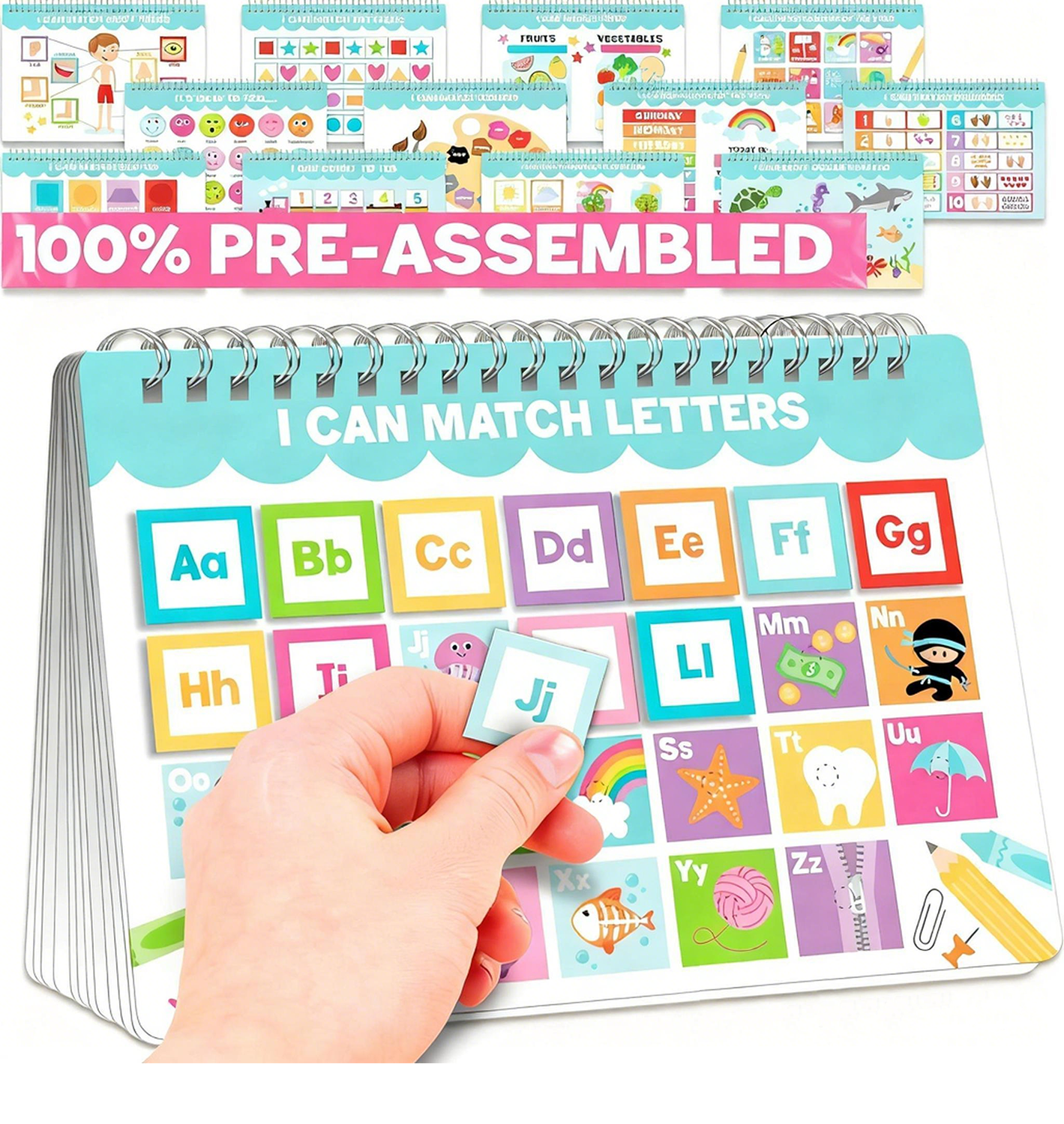 My First Busy Book Toddlers 3-5, Montessori Preschool Learning Activities Age 4-5, 174 Pcs Velcro Busy Book