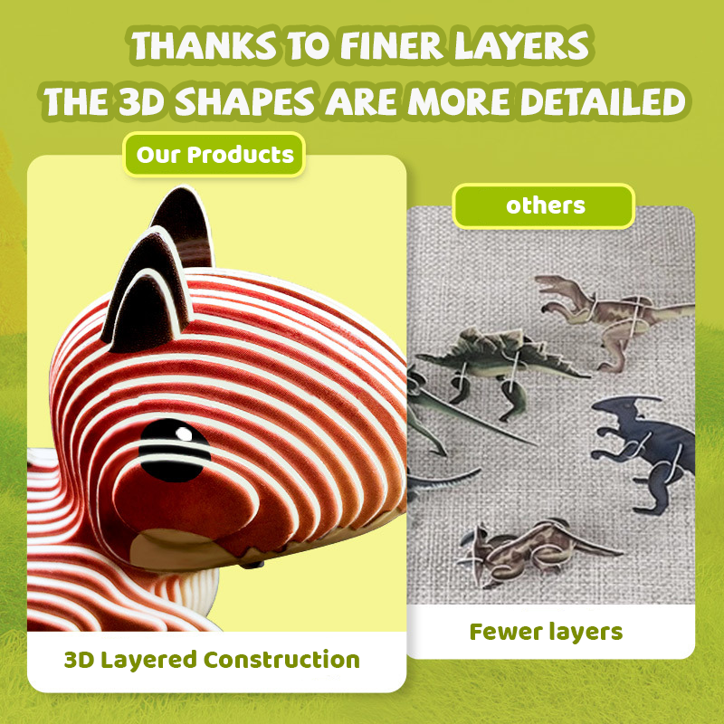 Raptor Dinosaur 3D Puzzle-Bamboo 25-Piece Eco-Friendly Educational Toy for Boys Girls & Kids Ages 0-24 Months