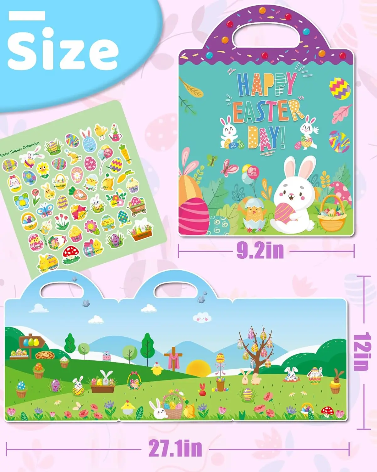 Reusable Sticker Book for Toddlers, Toddler Travel Toys Activities Crafts P Easter Basket Stuffers Birthday Gifts