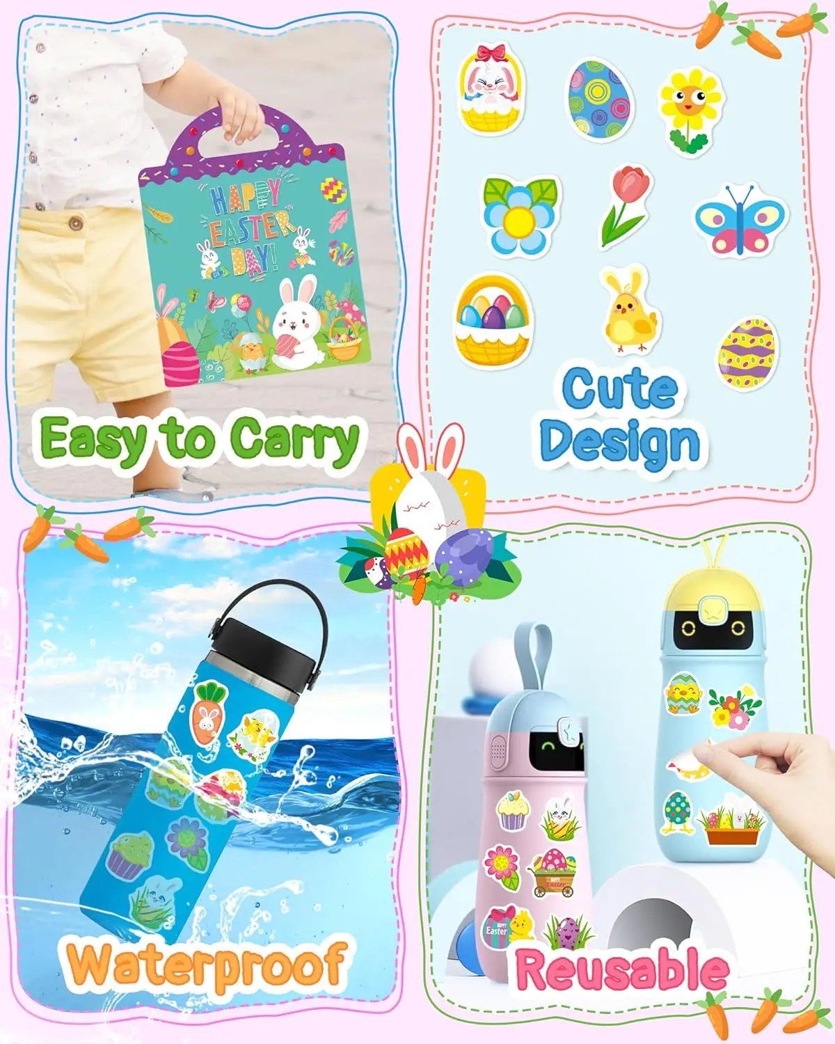Reusable Sticker Book for Toddlers, Toddler Travel Toys Activities Crafts P Easter Basket Stuffers Birthday Gifts