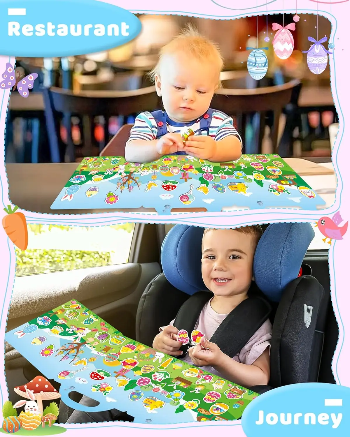 Reusable Sticker Book for Toddlers, Toddler Travel Toys Activities Crafts P Easter Basket Stuffers Birthday Gifts