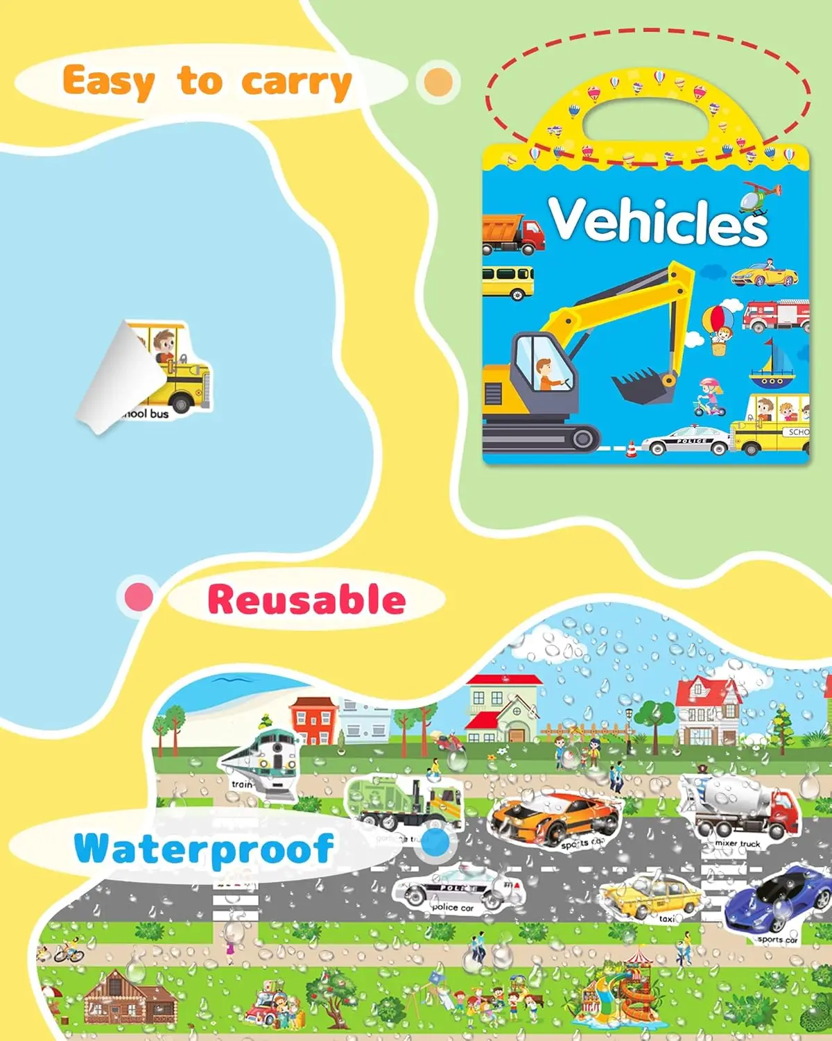 Reusable Sticker Books for Toddlers, Fun Travel Stickers for Kids, Toddler Sticker Book, Crafts Activities for Toddlers