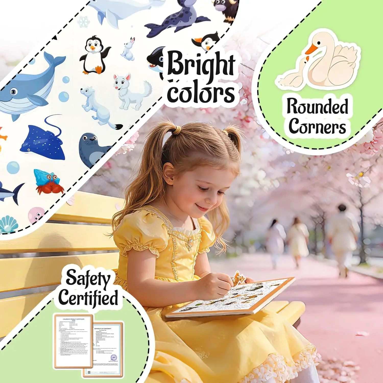 Seek and Find Books for Kids with 200+ Waterproof Stickers & 10 Scenes to Color, Sticker Book for Kid, Sticker Book for Kid