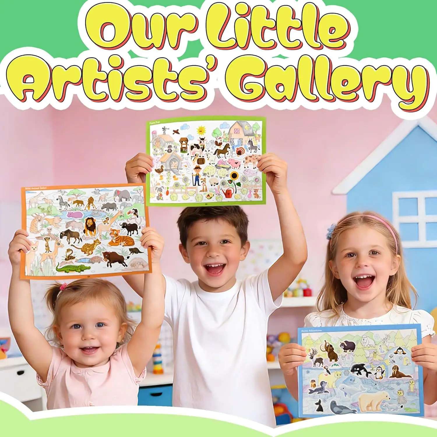 Seek and Find Books for Kids with 200+ Waterproof Stickers & 10 Scenes to Color, Sticker Book for Kid, Sticker Book for Kid