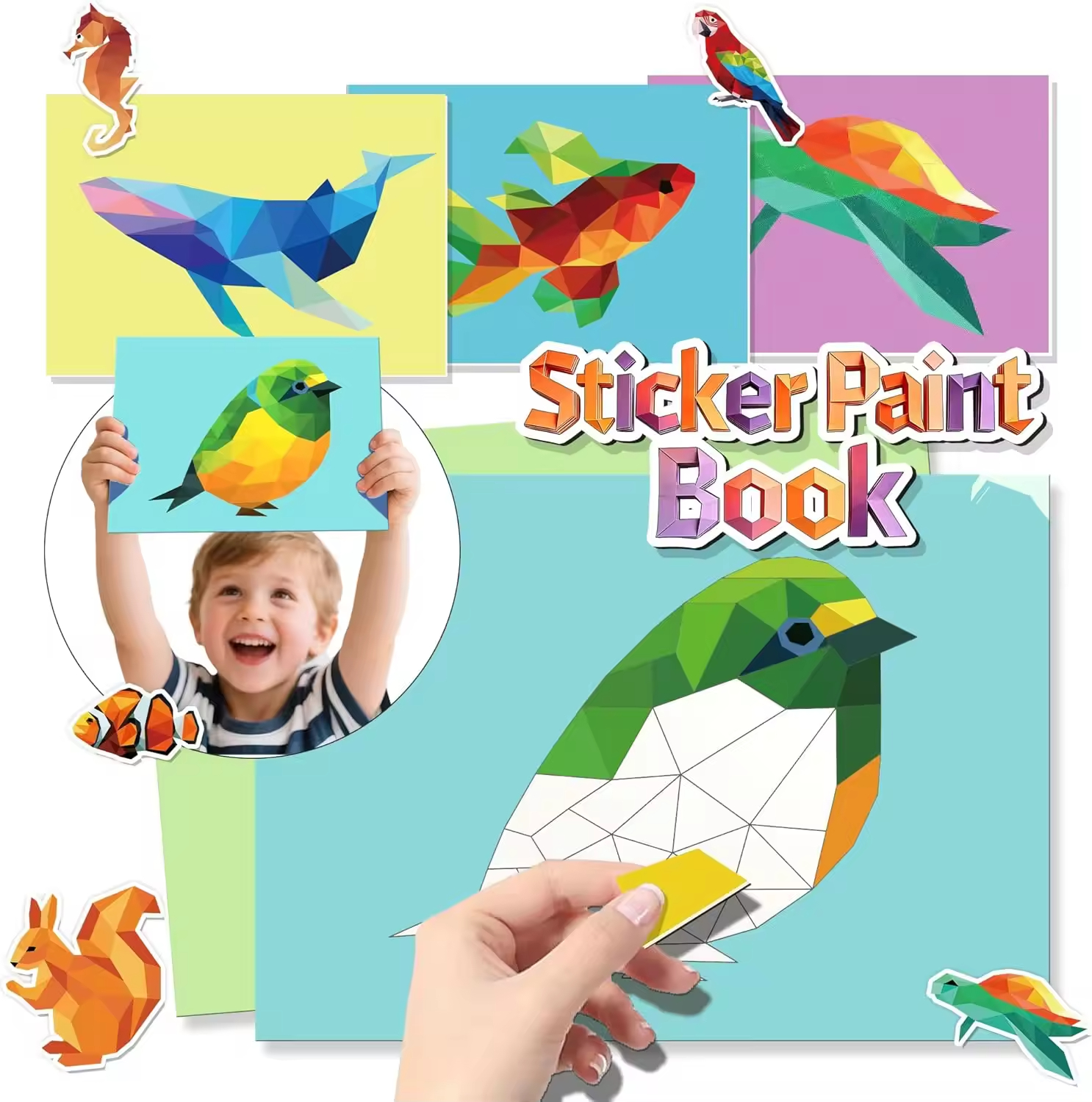 Sticker Paint Books for Kids ,Sticker by Numbers,Party Birthday Gifts for Kids 4-10,Create 30 Pictures One Stickers at a Time