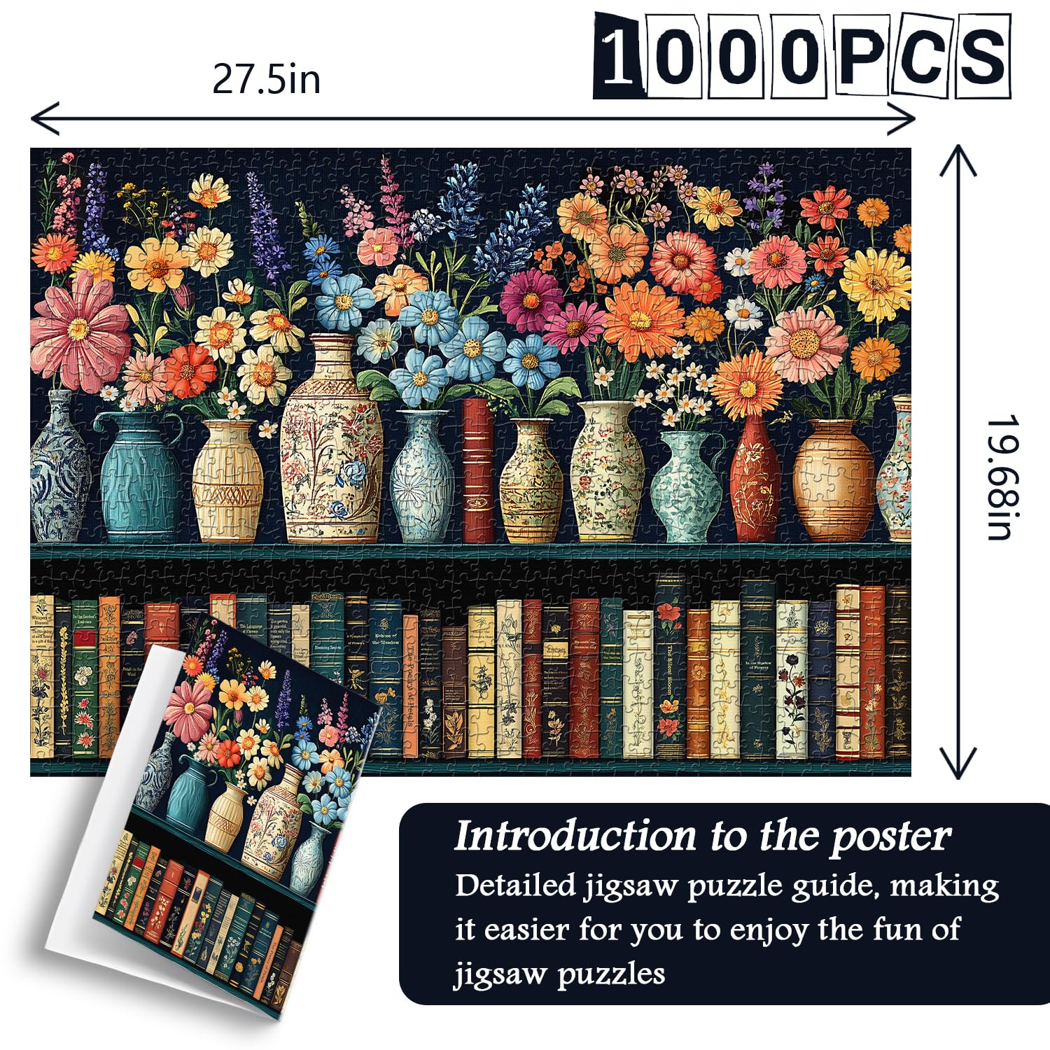 Wildflower Puzzles for Adults 1000 Pieces,  Vintage Flower Book Puzzle, Wildflower Pages Jigsaw Puzzle.