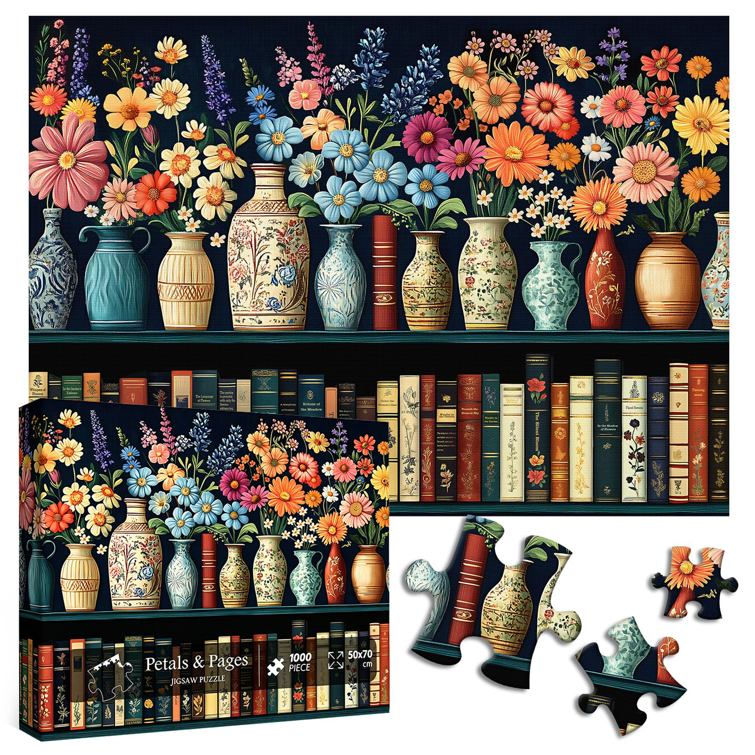Wildflower Puzzles for Adults 1000 Pieces,  Vintage Flower Book Puzzle, Wildflower Pages Jigsaw Puzzle.