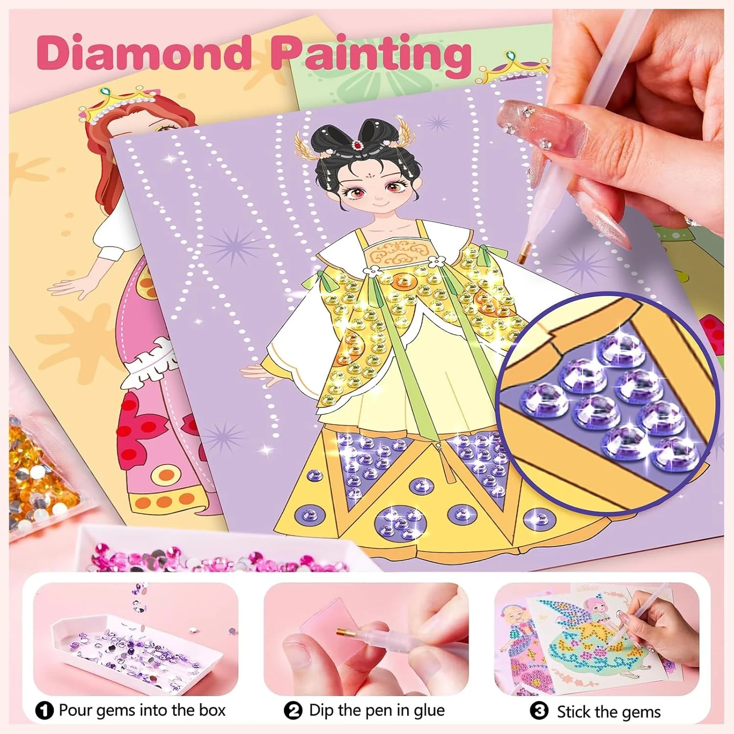 ZHOC Art Craft Paper Craft Kits for Girls Ages 4-8 Princess for DIY Kit with Storage Case-Christmas Birthday Gifts